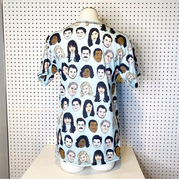 Parks and Recreation | Illustrated Faces Graphic Tee, Light Blue Sz. S - Picture 3 of 5